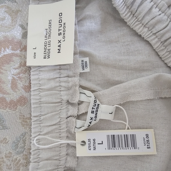 NWT Max Studio London Linen Blend Wide Leg Trousers, Size L - Picture 5 of 5